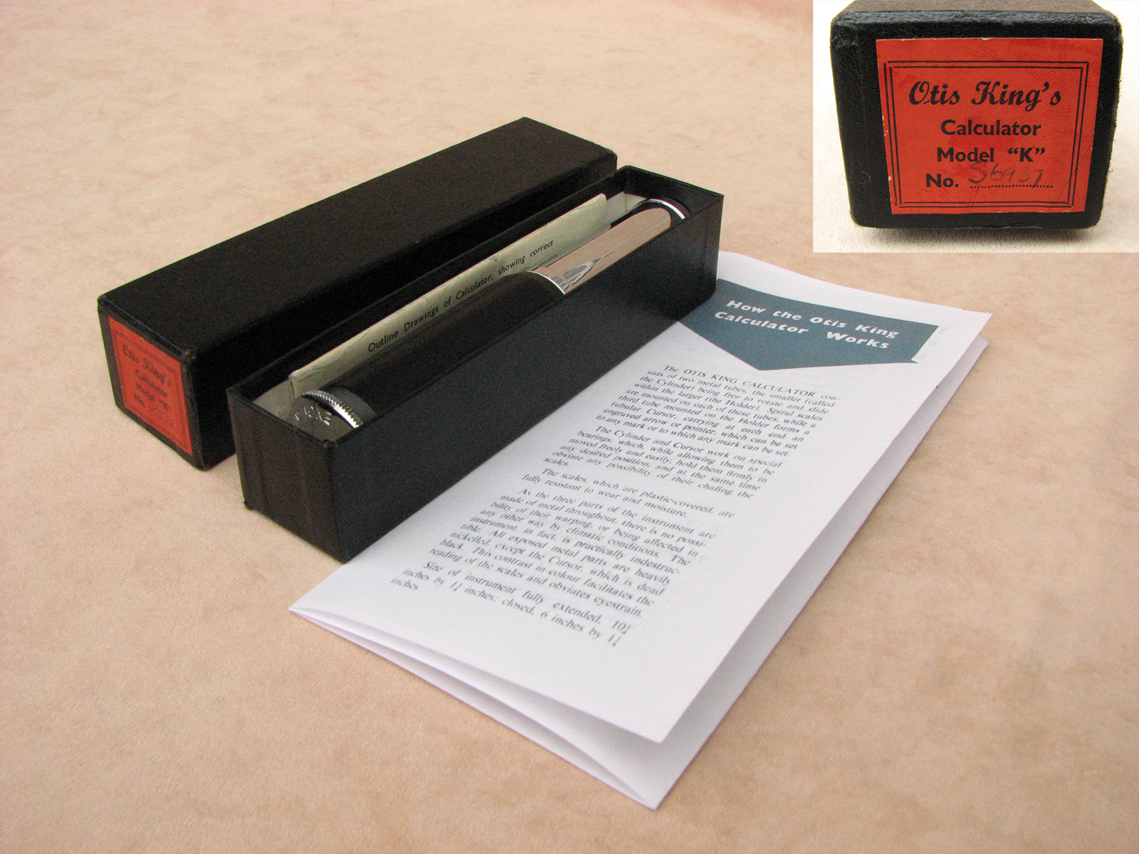 1960's Otis King Model K type C cylindrical slide rule & calculator